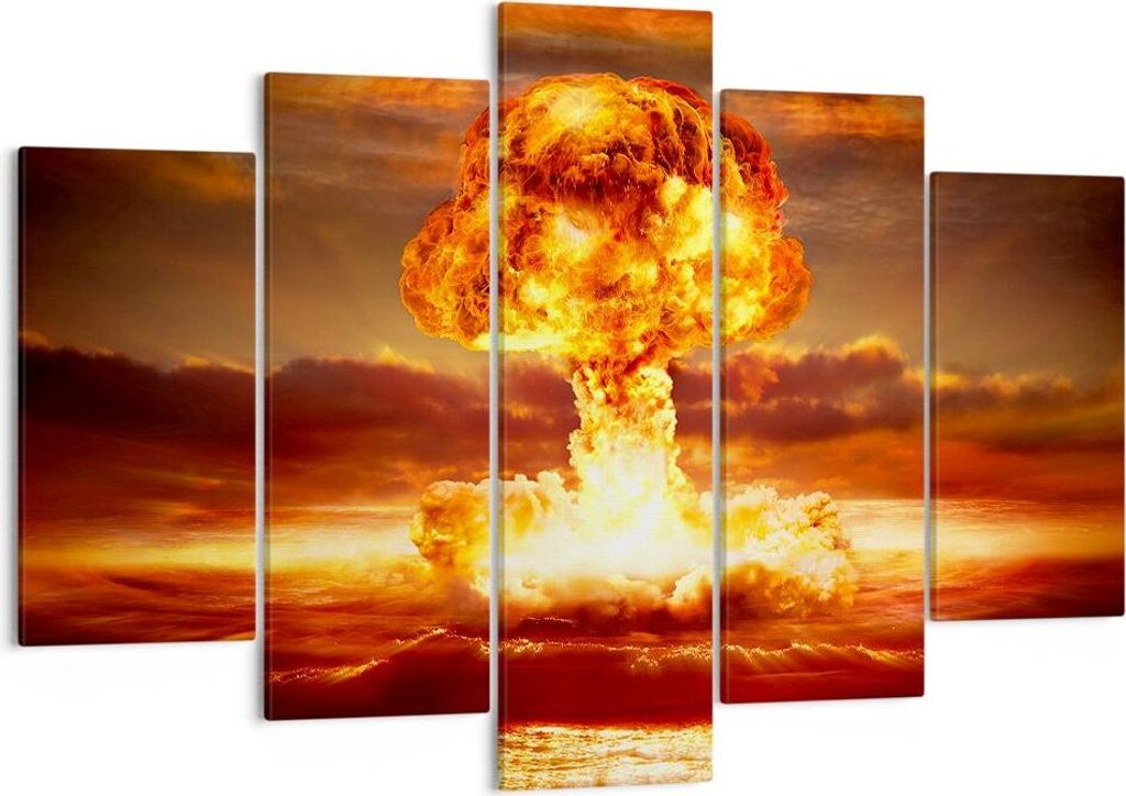 Bild auf Leinwand - Leinwandbild - Krieg Atombombe Pilz Apokalypse - 150x100cm - Wand Bild - Wanddeko - Leinwanddruck - Bilder - Kunstdruck - Leinw...