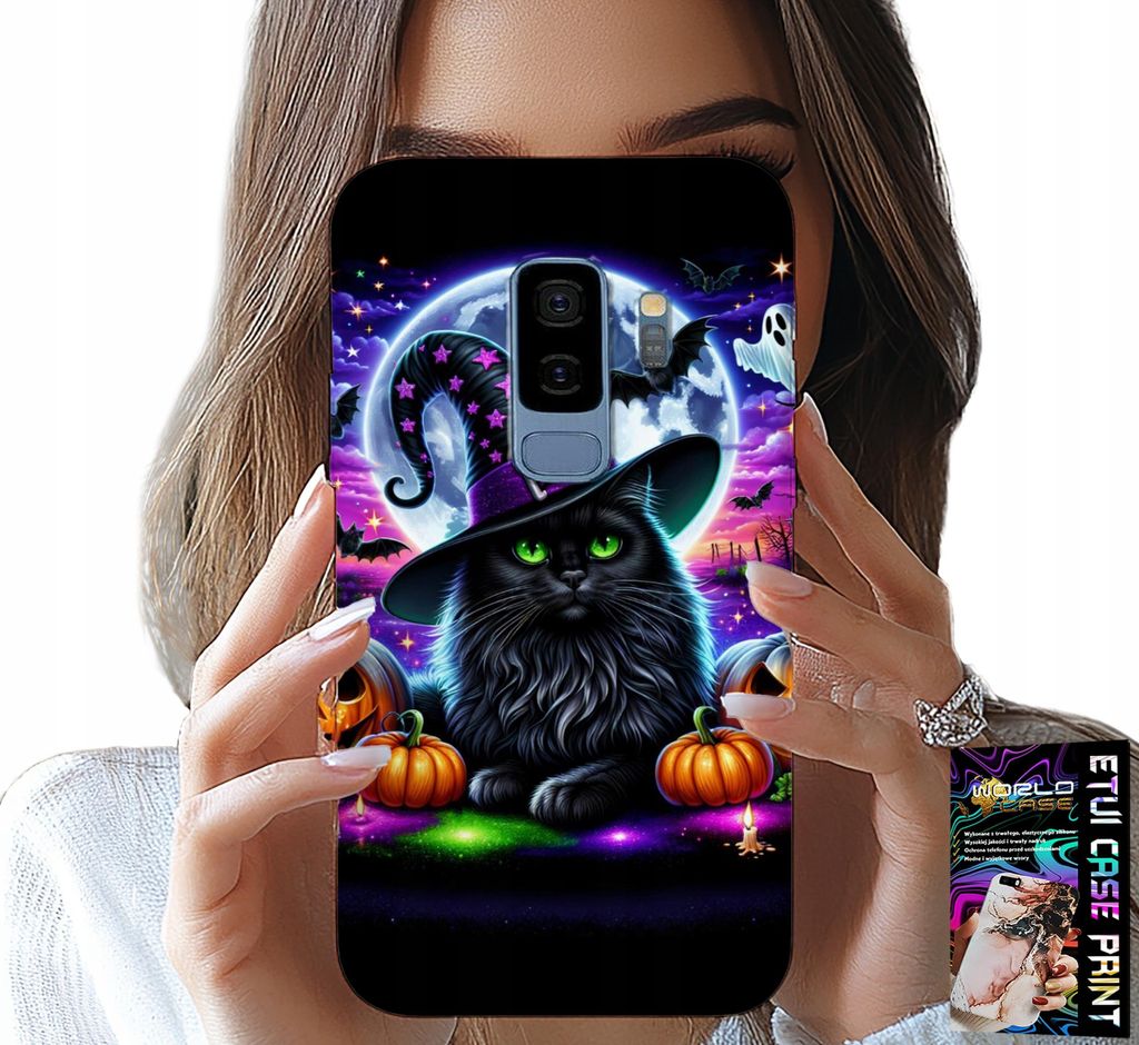 Fall Für Samsung Galaxy S9 Plus - Schwarze Katze Halloween Salem Kürbis Designs