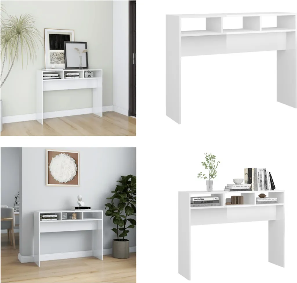 vidaXL Consolle Bianco Lucido 105x30x80 cm | Tavolino Ingresso Moderno