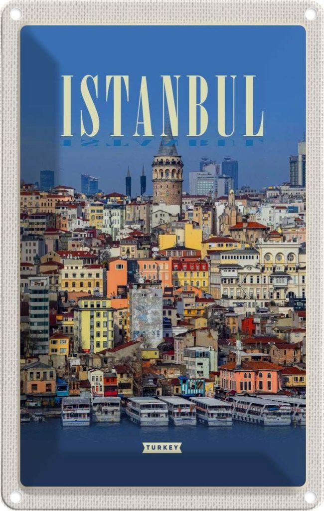 vianmo Blechschild 30x20 cm Istanbul Turkey City Guide Bildmotiv Reisemotiv Abenteuer Reisen Urlaub