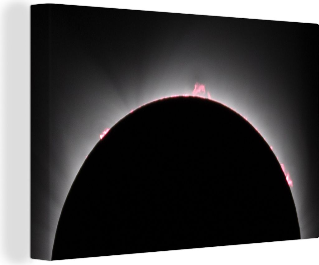 OneMillionCanvasses - Leinwandbilder - 140x90 cm, Nahaufnahme einer Sonnenfinsternis, Wandbilder Kunstdruck Wanddekoration