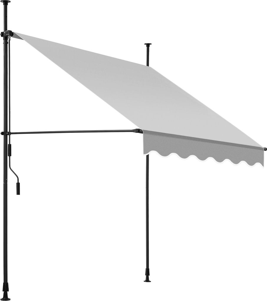 A retractable awning mounted on a pole.
