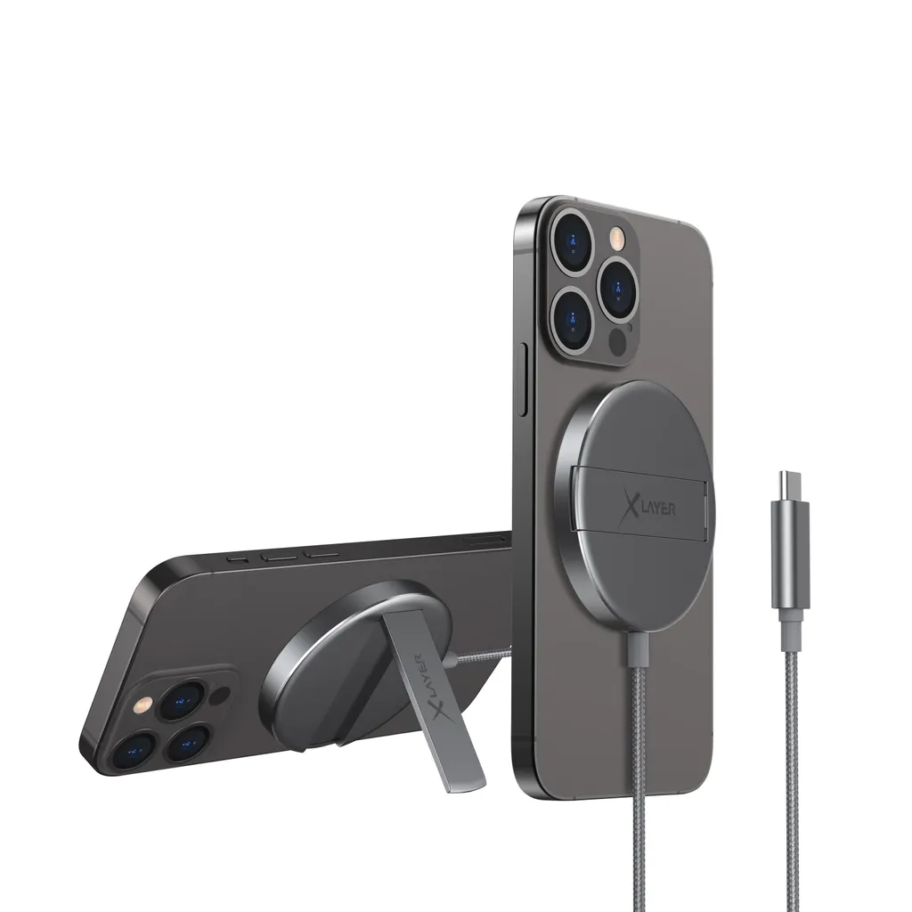 MagFix Pro Wireless Charging Stand Support Magnétique 15W Space Grey