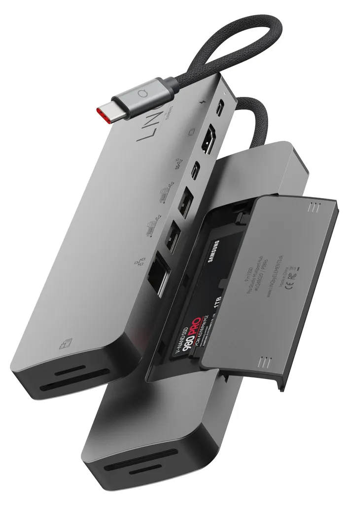 Hub USB-C pour Créatifs avec Lecteur SD 4.0 et Stockage SSD NVMe Intégré
