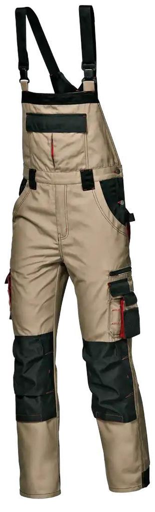 Sir Safety Harrison Latzhose mit verstärkten Knien, 65% Polyester 35% Baumwolle, 50, KHAKI