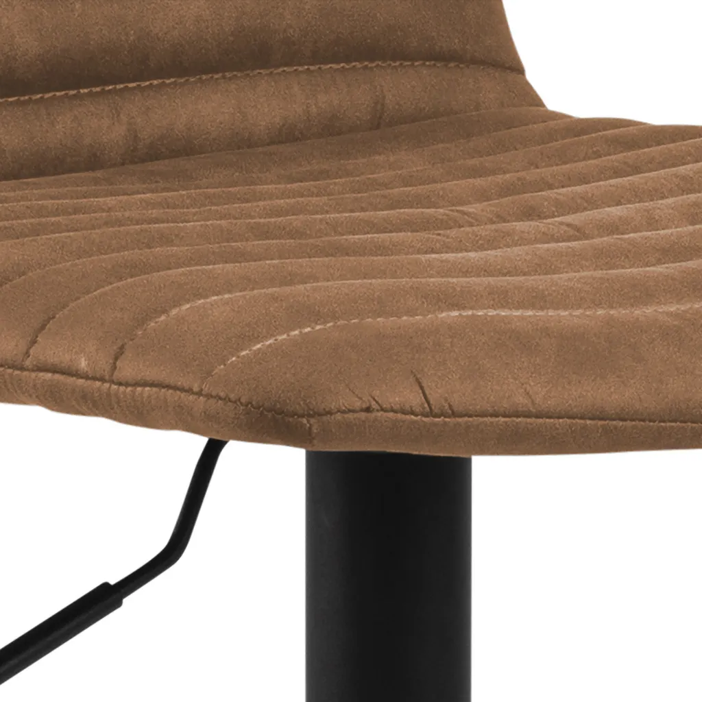 Tabouret de bar Kimmy marron avec pieds noirs, chaise de cuisine haute - 7