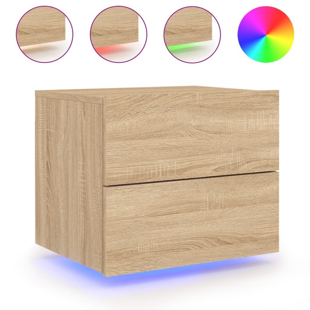 Comodino a parete con luci LED Rovere Sonoma Immagine del prodotto 