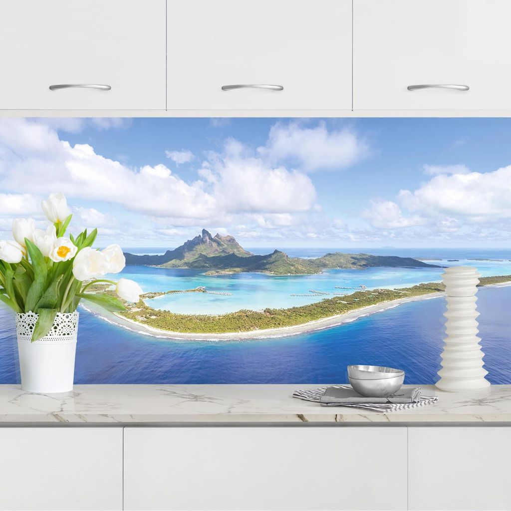Küchenrückwand Strand selbstklebend - 0.35 mm Wandpaneel wasserfest Design blau Maritim Spritzschutz fugenlos