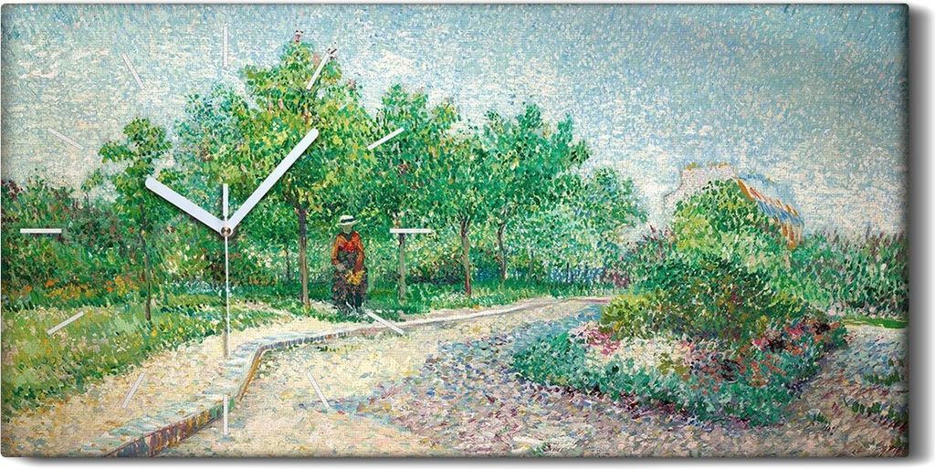 Dekor Leinwand Uhr Wandbild 60x30 Fahrspur im Park Voyer d'Argenson in Asnières - weiße Hände