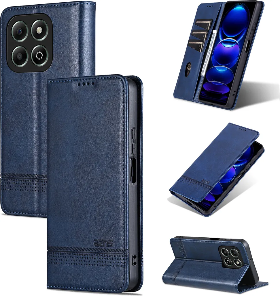 Custodia Viaggio Honor X6B: Cover Blu Anti-Caduta con Portafoglio