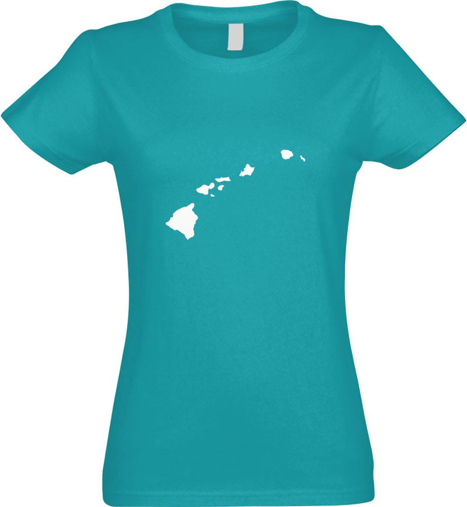 Kiwistar - T-Shirt tailliert - Damen - türkis - USA - Hawaii Honululu - mit Motiv Bedruckt - Funshirt Design - Sport - Freizeit - Damen - L