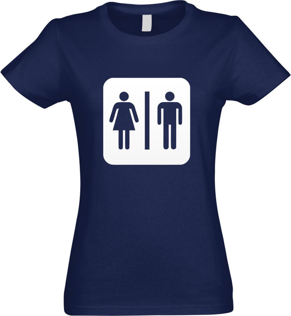 Kiwistar - T-Shirt tailliert - Damen - Navy - WC Toilette Piktogramme - mit Motiv Bedruckt - Funshirt Design - Sport - Freizeit - Damen - M