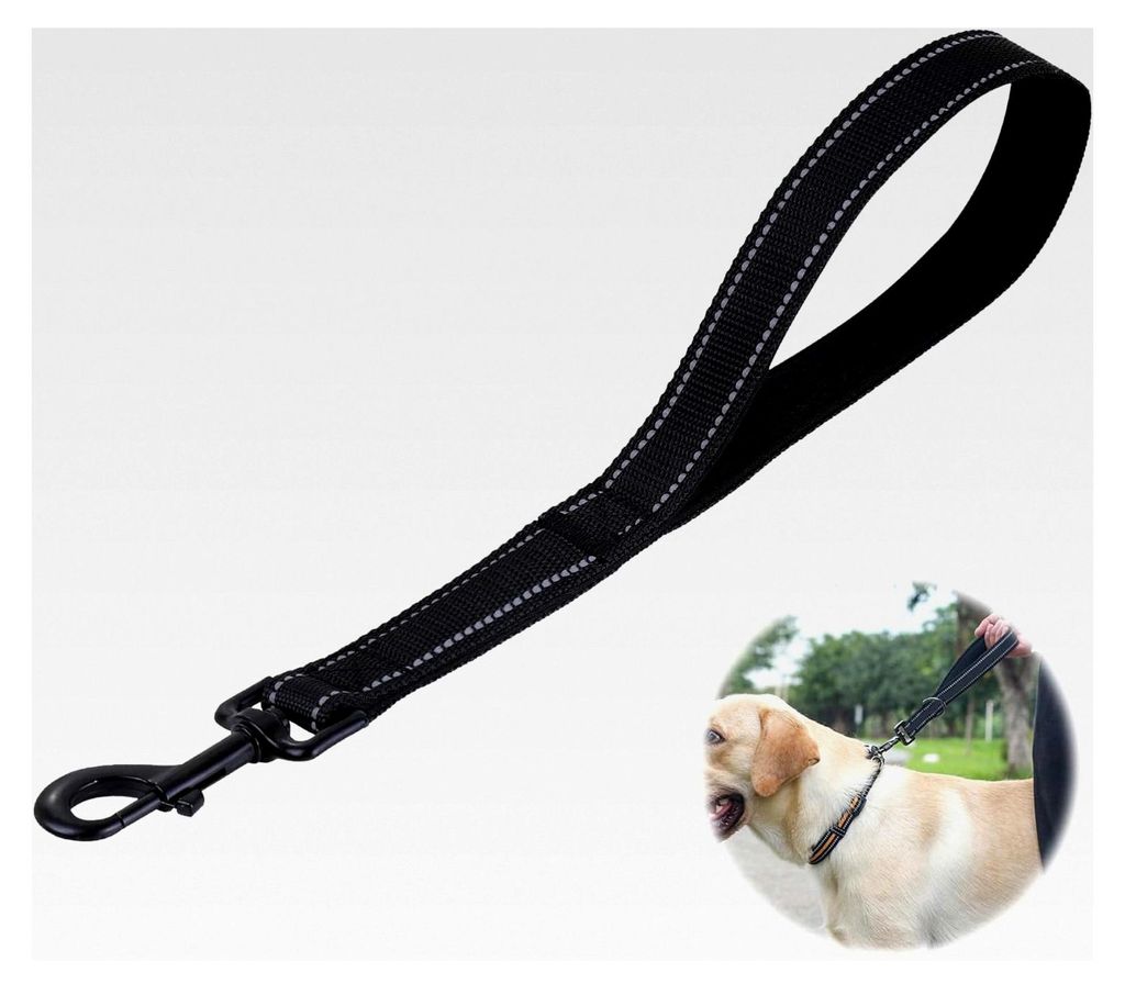 Kurzführer für Hunde, 30 cm kurze Leine aus reflektierendem Nylon, geeignet für mittelgroße und große Hunde, mit bequem gepolstertem Griff und...