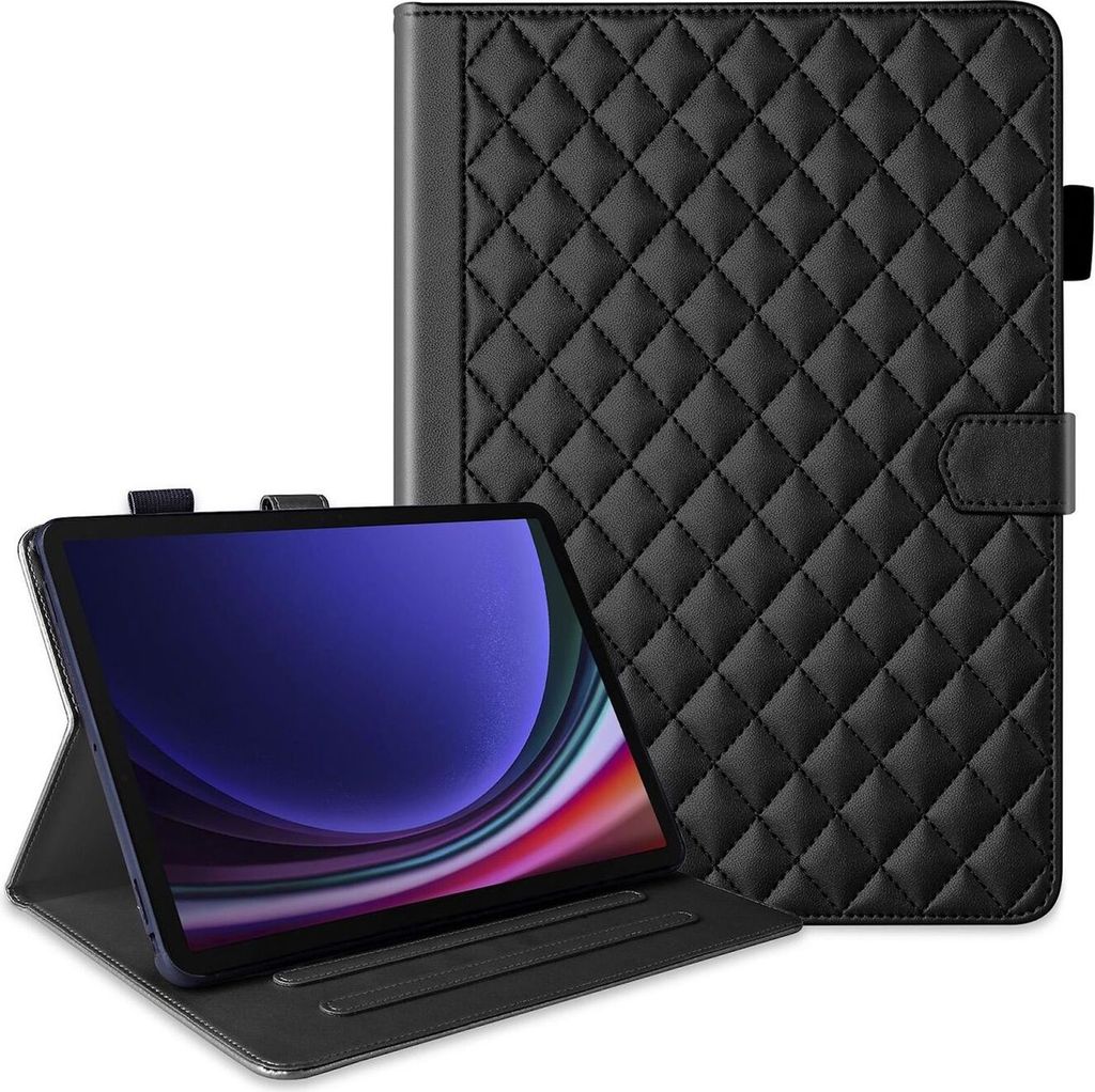 Für Samsung Galaxy Tab S10 FE Plus Design Kunstleder Hülle Standfunktion Schwarz