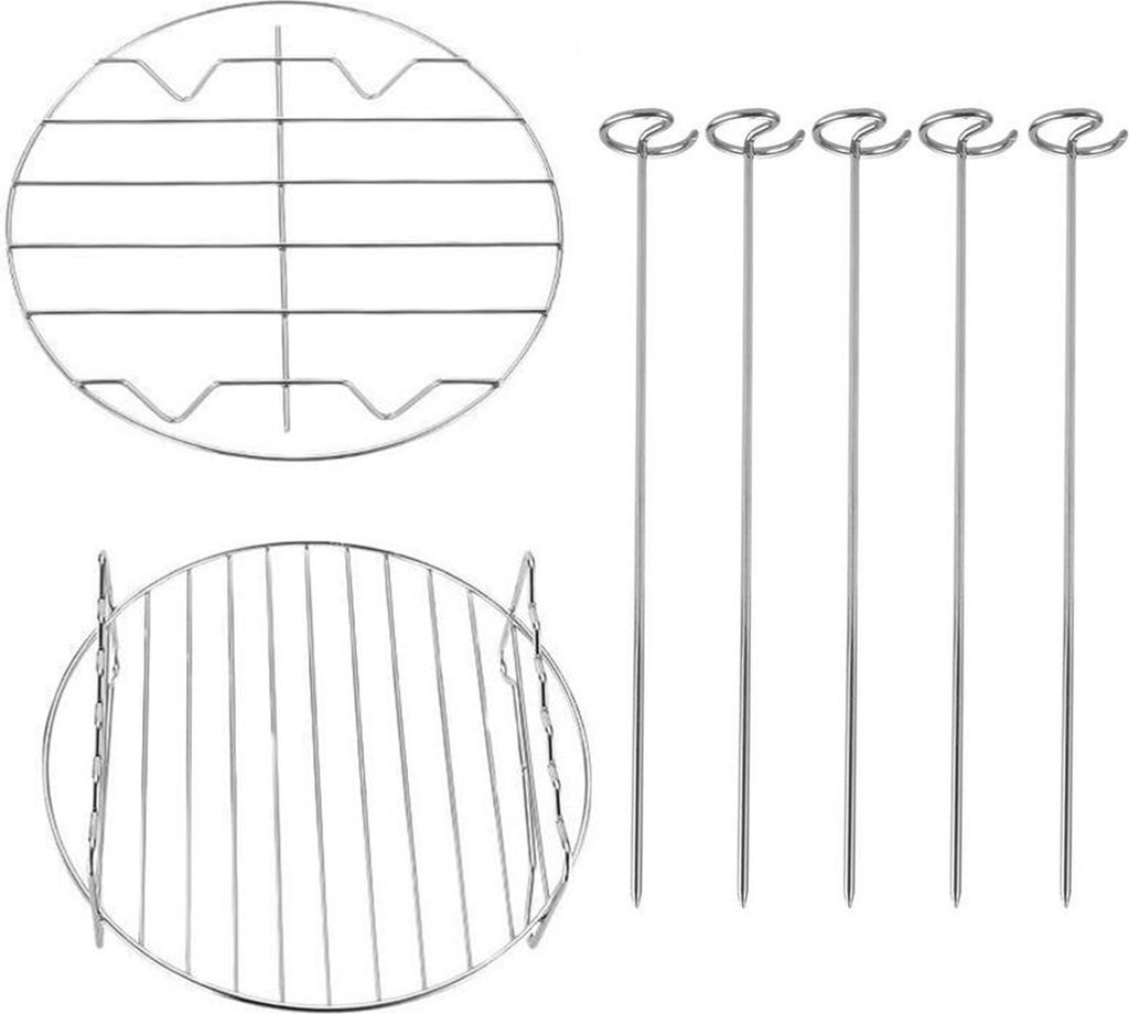 2-teiliges Air-Fryer-Gestell für Air-Fryer-Ofen, Edelstahl-Doppelschicht-Drahtgestell mit Spieß, Mehrzweck-Backgestell für Hühnchen, Fisch, Gem...