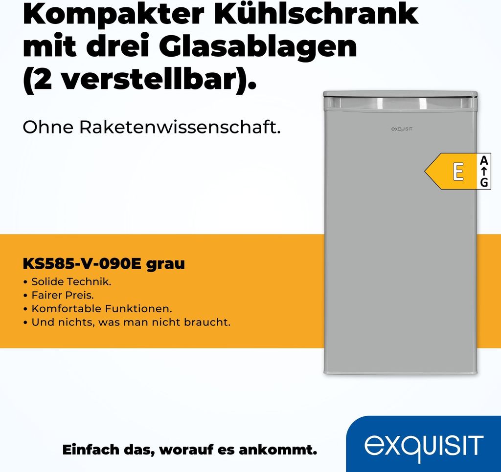 Exquisit Vollraumkühlschrank KS85-V-091E grau | 75 l Produktbild 2