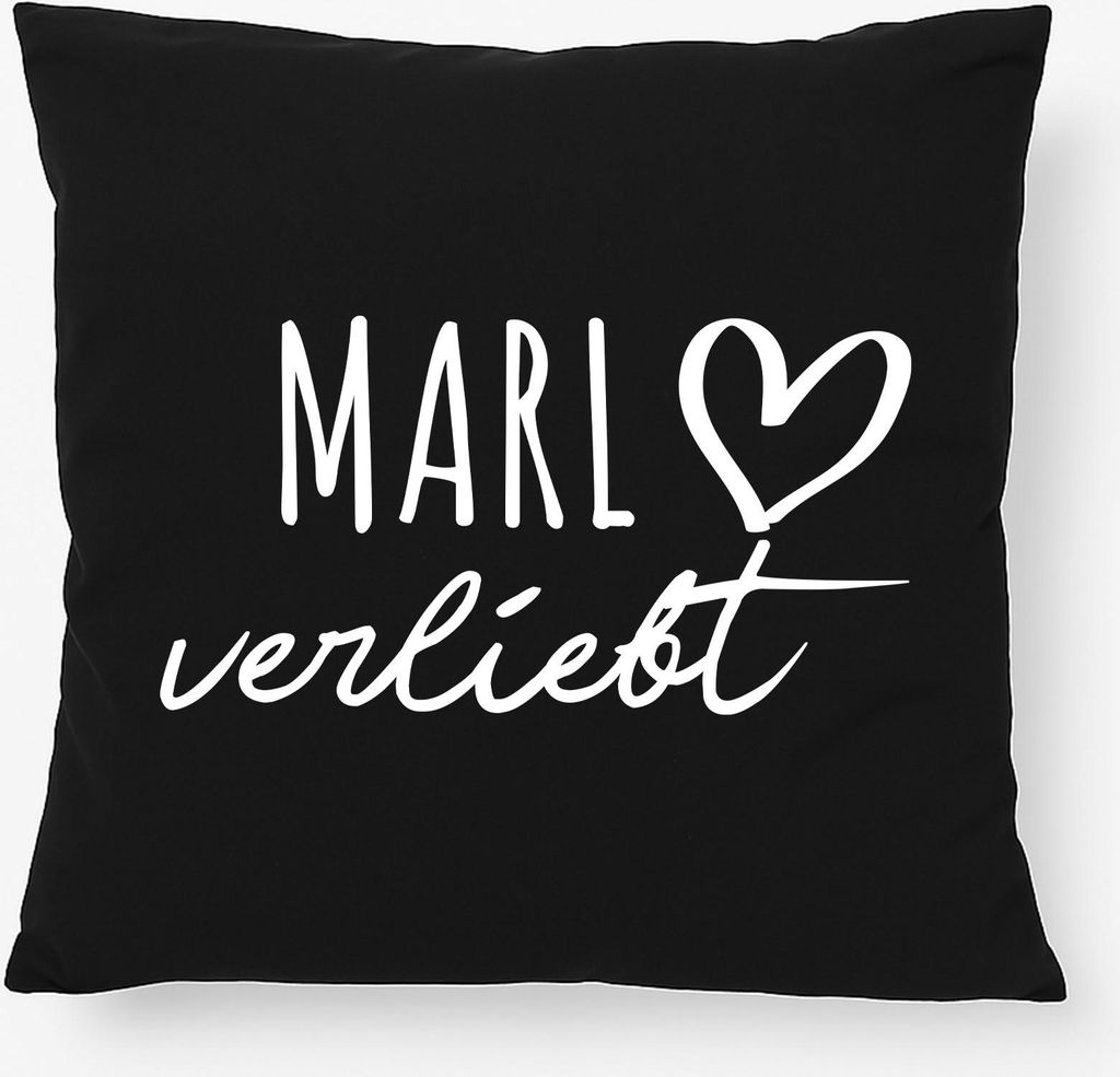 Huuraa Kissen Marl verliebt 40x40cm mit Füllung Black Baumwolle Dekokissen Geschenkidee