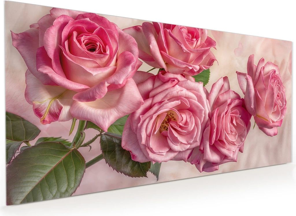 Küchenrückwand Spritzschutz Glas mit Motiv Rosenblütenpracht 40 x 40 cm