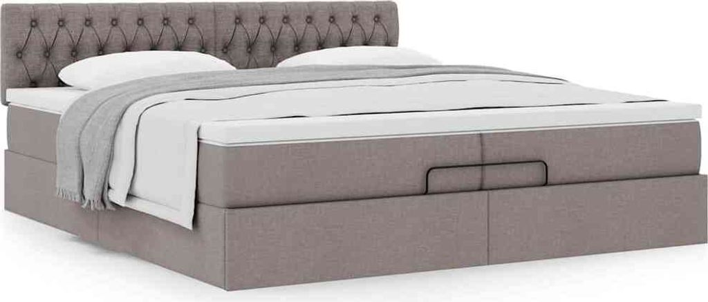 Möbel Ottoman-Bett mit Matratze Taupe 200x200 cm Stoff - Klassische Betten 3311571