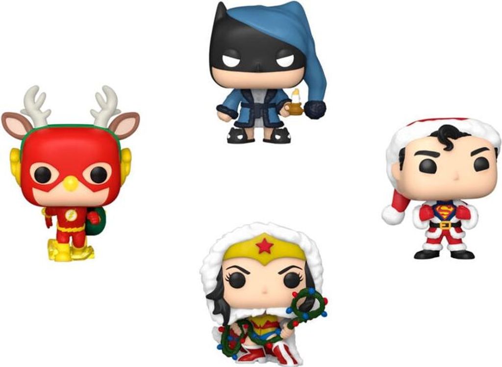 DC Comics Pocket POP Pack: 4 Weihnachtsfiguren-Set