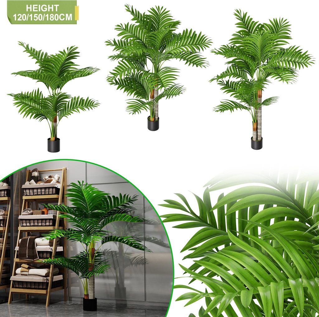 LARS360 Künstliche Palme Realistische Fake Pflanze Pflegeleicht Langlebig Künstlicher Baum Buchsbaum für Zimmer Wohnzimmer Balkon Badezimmer 120...