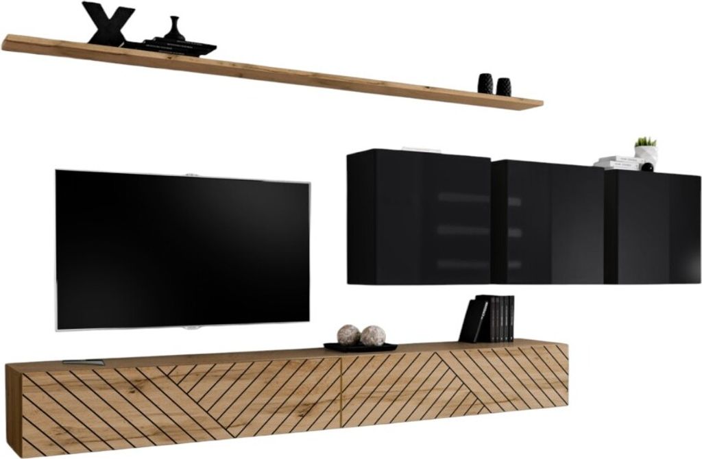 Meublorama AM-SWITCH 7-WTSL SW 7*7C/95KG, 5 Regale, 5 Tür(en), Braun, Mitteldichte Faserplatte (MDF), 400 mm, 3400 mm