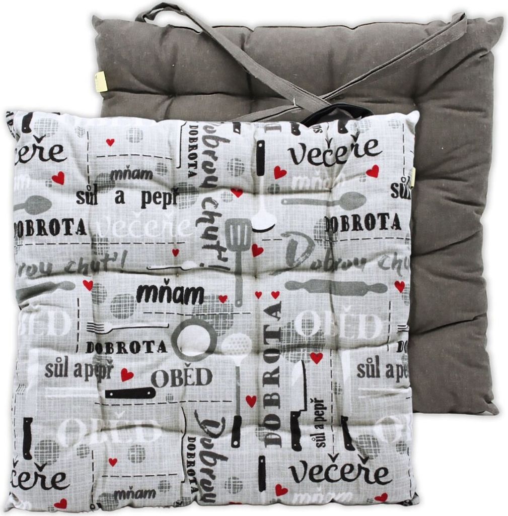 HOME ELEMENTS Podsedák prošívaný 40x40 cm, Dobrou chuť Obrázek produktu 