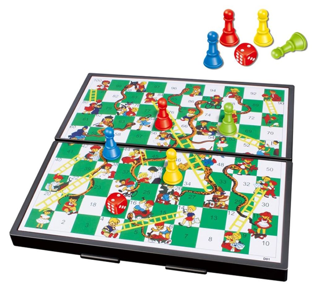Magnetisches, zusammenklappbares Schlangen-Brettspielset, tragbares Mini-Familienspaßgeschenk für Kinder und Erwachsene
