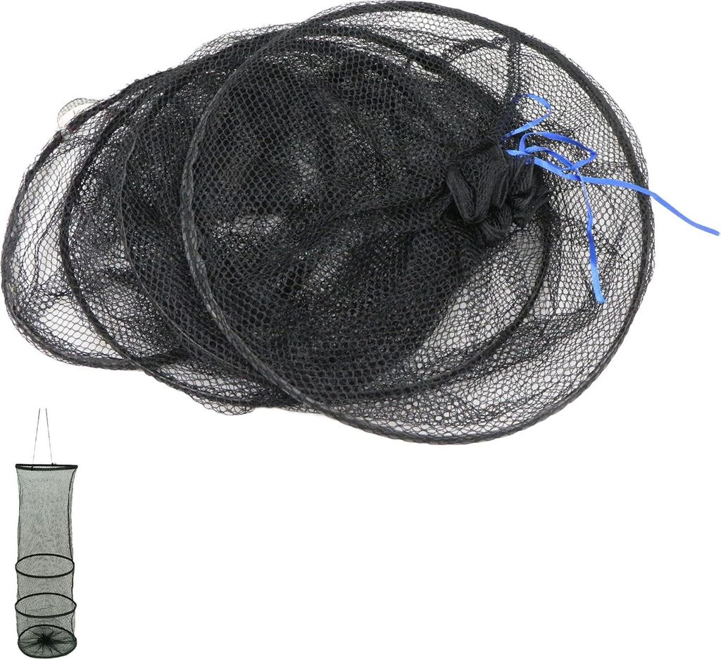 Faltbares Fischernetz - Faltbares Fischzubehör - Nylon Fischernetz - Fischkorb für Fische und Garnelen - 1 Stück Kescher