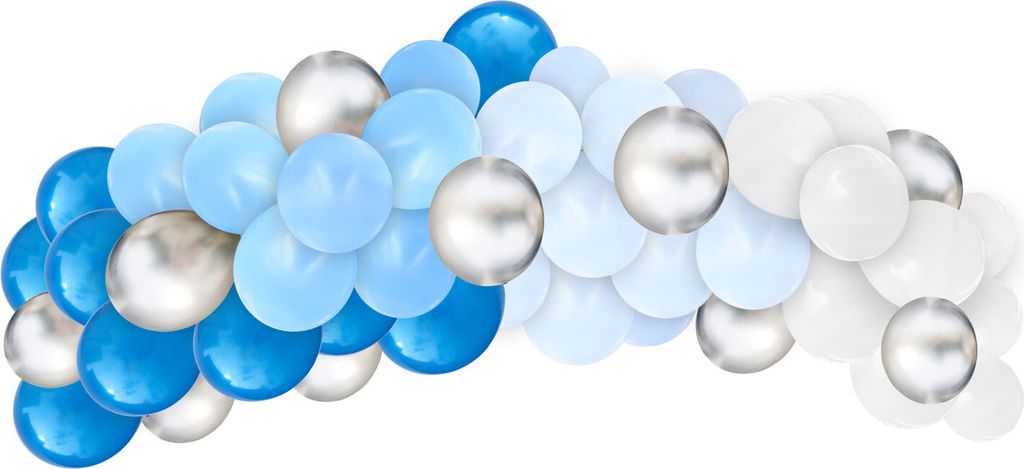 Oblique Unique XXL Luftballon Girlande Ballon Banner Deko für Kinder Geburtstag Jubiläum Hochzeit JGA blau weiß silber