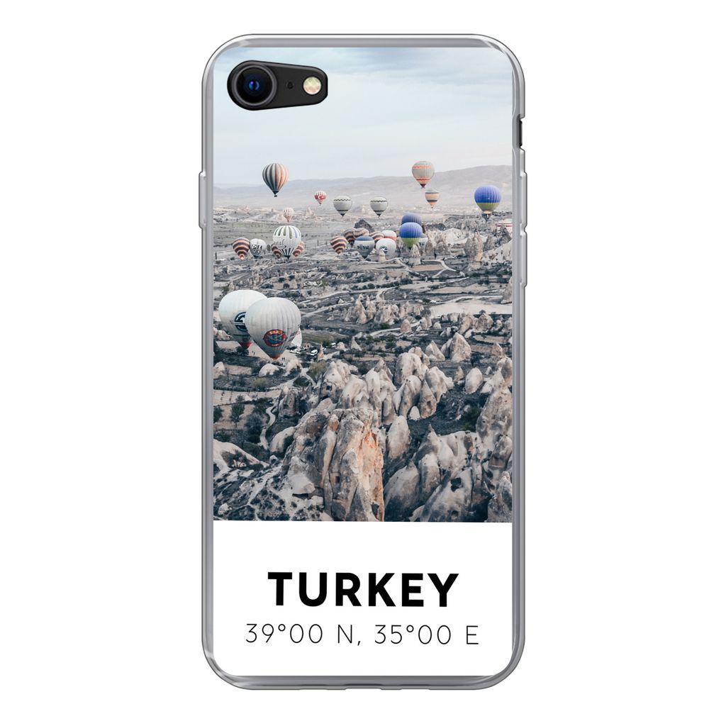 MuchoWow Handyhülle Schutzhülle Hülle für iPhone SE 2022 Türkei - Felsen - Luftballons Silikon Softcase Handy Hülle - Schutzhülle