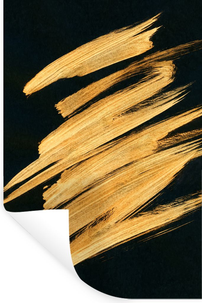 MuchoWow Wandtattoo Wandsticker Wandaufkleber Gold - Farbe - Streifen - Luxus - Abstrakt 80x120 cm Selbstklebend und Repositionierbar - Repositio...