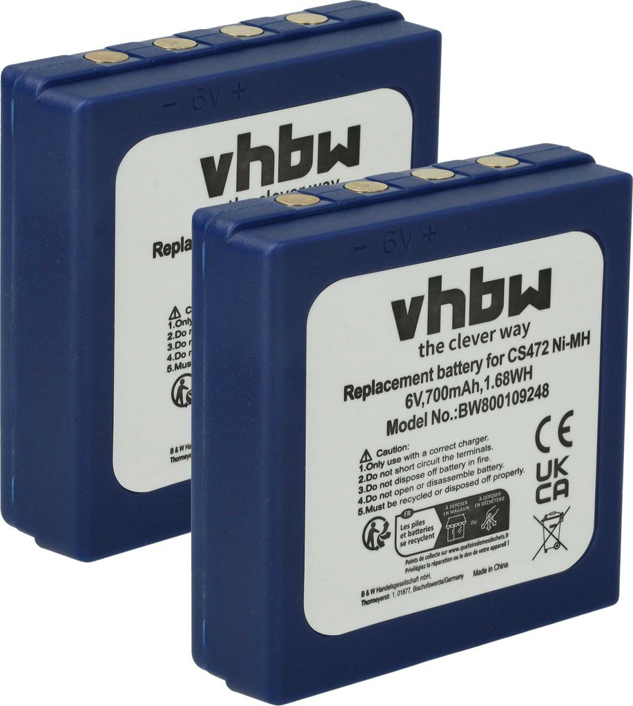 vhbw 2x Akku kompatibel mit Abitron TGB, TGA Funkgerät, Walkie Talkie (700 mAh, 6 V, NiMH)