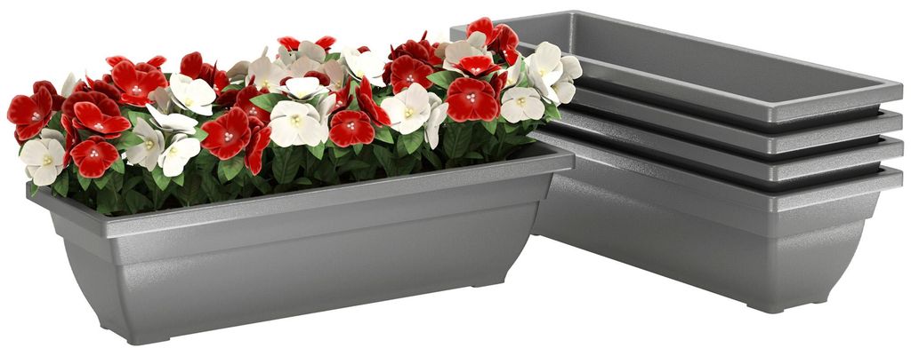 Outsunny 5er Set Blumentopf aus Kunststoff 59 x 21 x 16 cm Produktbild 