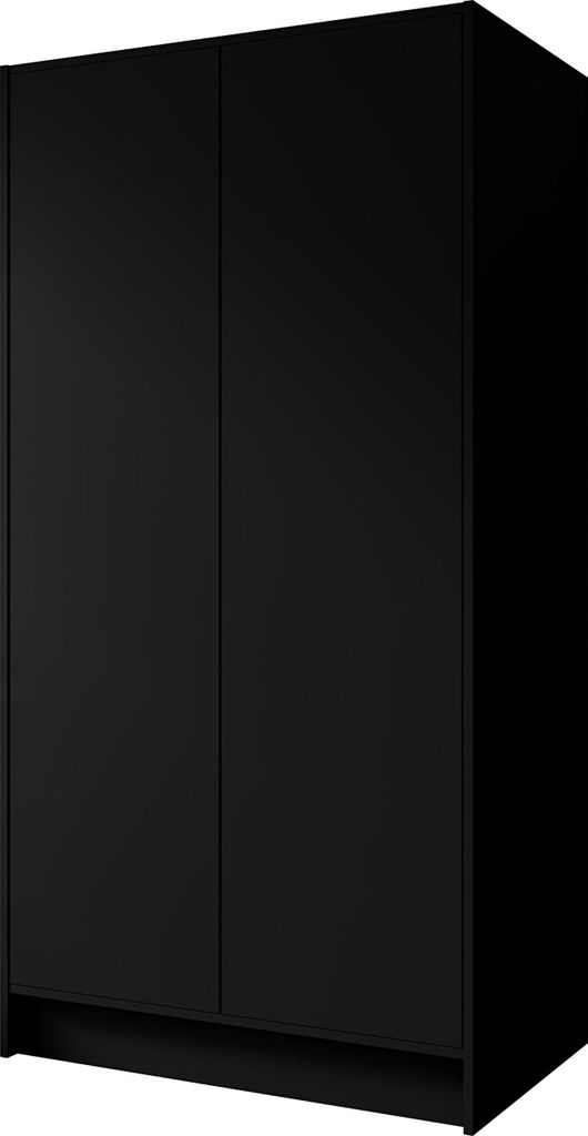 Kleiderschrank im Skandi-Stil – Grifflos, Minimalistisch Garderobenschrank mit viel Stauraum für Ankleide – 100 cm – Schwarz