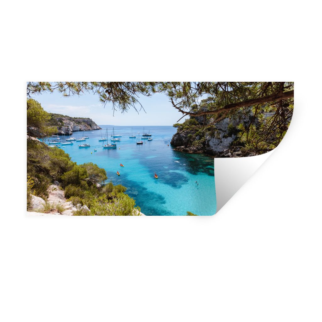 MuchoWow Wandtattoo Wandsticker Wandaufkleber Boot - Spanien - Meer 80x40 cm Selbstklebend und Repositionierbar - Aufkleber