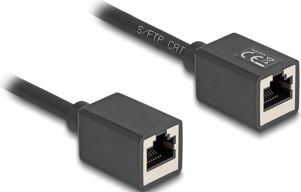 Delock - Netzwerkverlängerungskabel - RJ-45 (W) zu RJ-45 (W) - 7.5 m - 6 mm - S/FTP - CAT 6a - halogenfrei - Schwarz