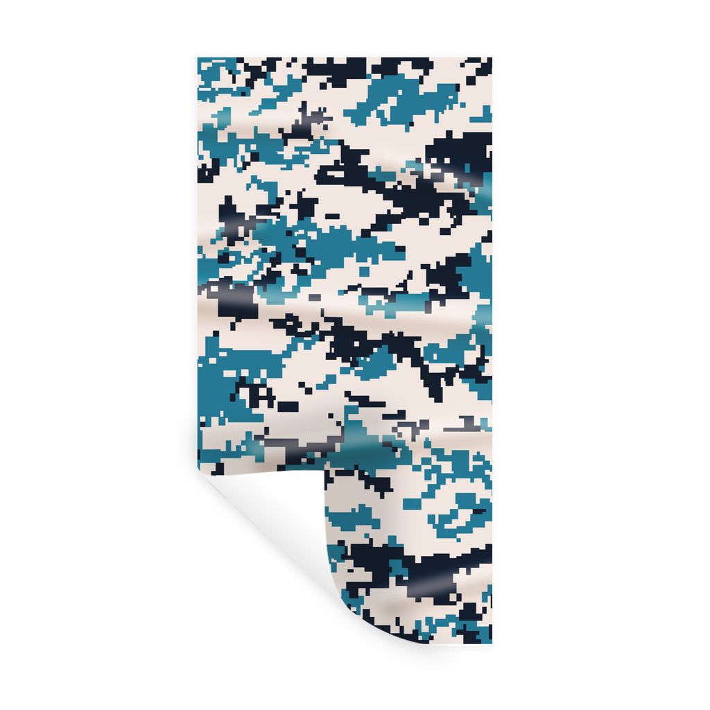MuchoWow Wandtattoo Wandsticker Wandaufkleber Blaues und weißes Camouflage-Muster 80x160 cm Selbstklebend und Repositionierbar - Sticker - Dekor...