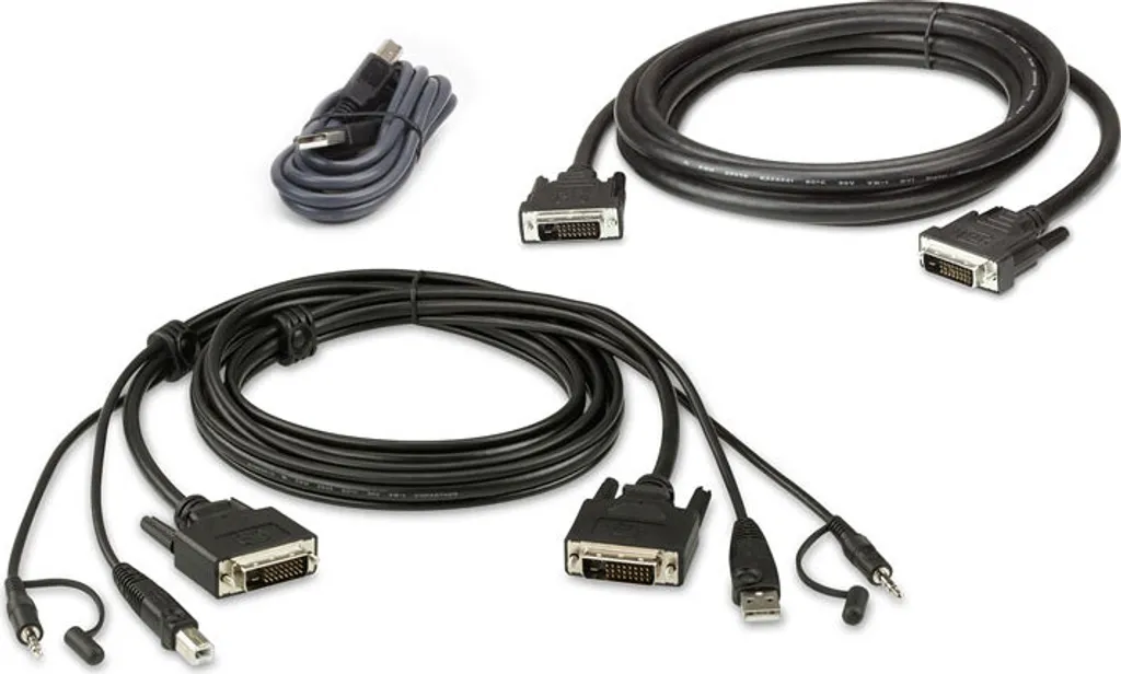 Câble KVM ATEN 1,8m DVI-D Dual-Link Noir avec Audio et USB Intégrés