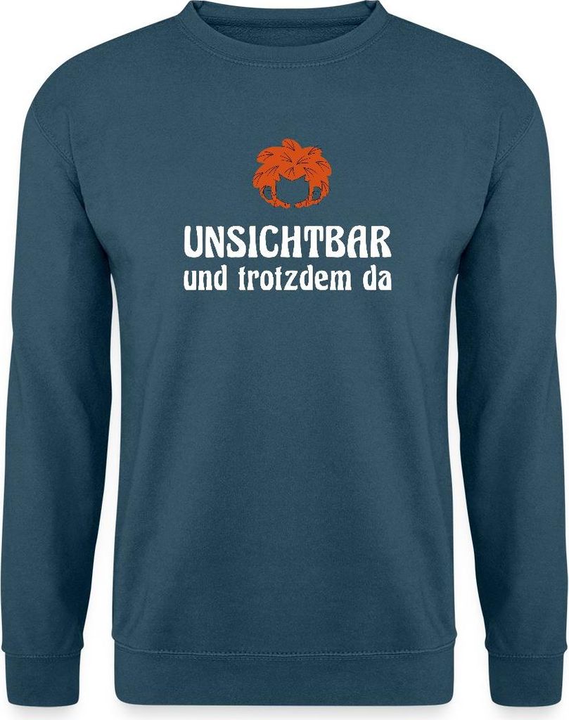 Spreadshirt Pumuckl Mit Spruch Unsichtbar Und Trotzdem Da Uni Pullover, XL, Indigoblau