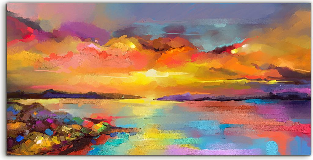Coloray Glasbild 140x70 Wandbild Glasbilder Kunst Meer Wasser Meer Landschaft
