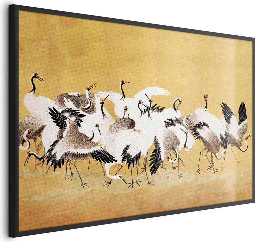 Poster 60x40 Gru Giapponesi Incorniciato - Alta Qualità per Interni