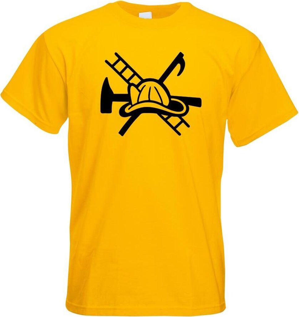 Kiwistar - T-Shirt - gelb - Feuerwehrhelm - Motiv 2 Herren Funshirt Bedruckt Design Sprüche Spruch Motive - mit Motiv Bedruckt - Funshirt Design -...