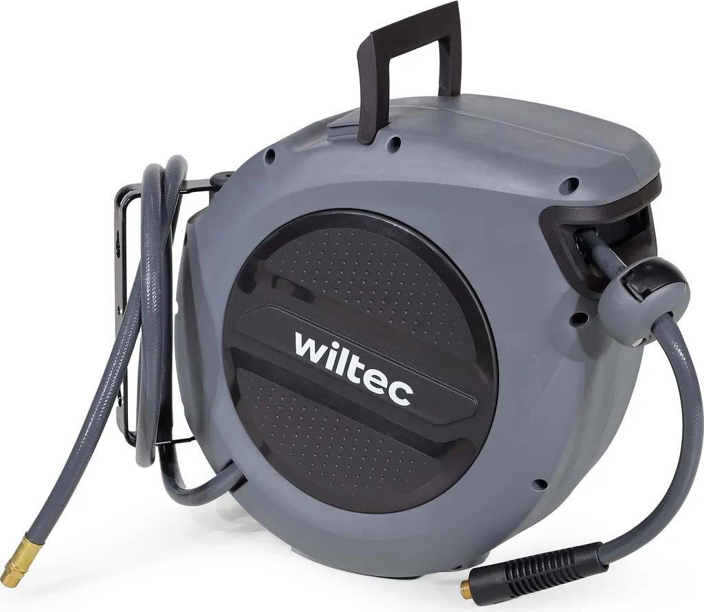 Wiltec Enrouleur de tuyau pneumatique automatique 20m en PVC et acier