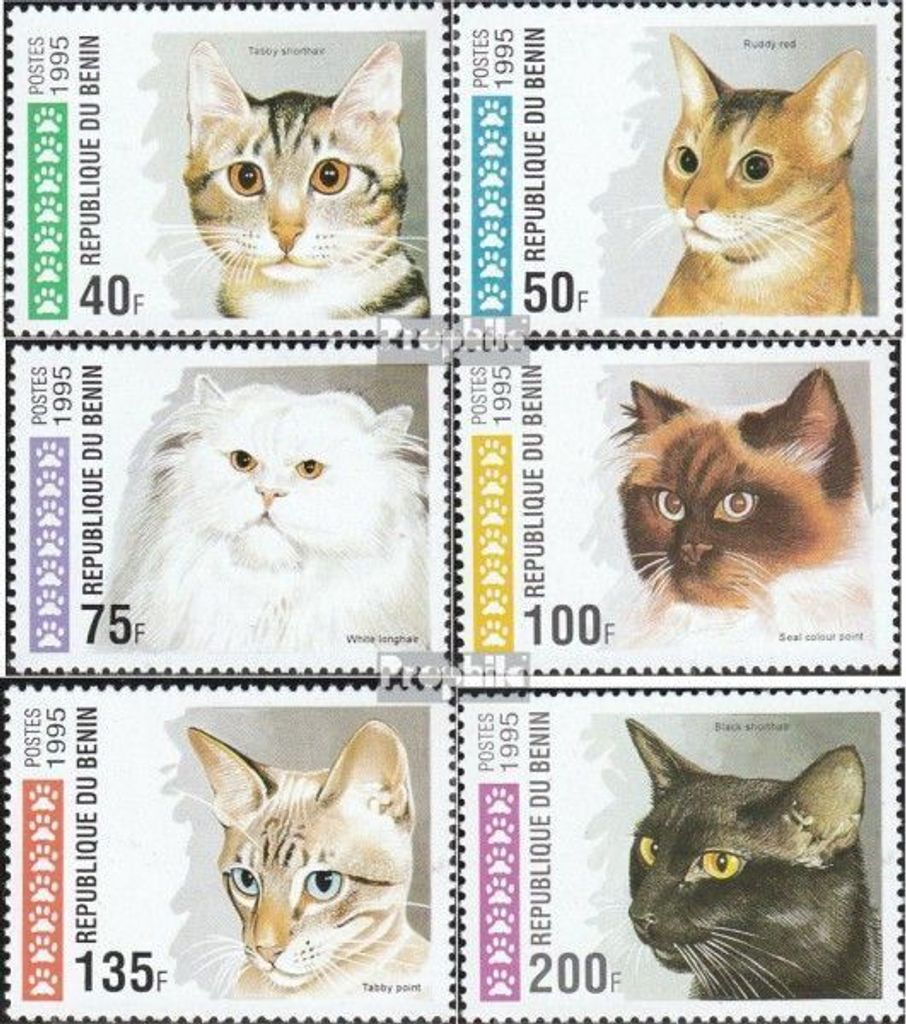 Briefmarken Benin 1995 Mi 668-673 (kompl.Ausg.) postfrisch Katzen