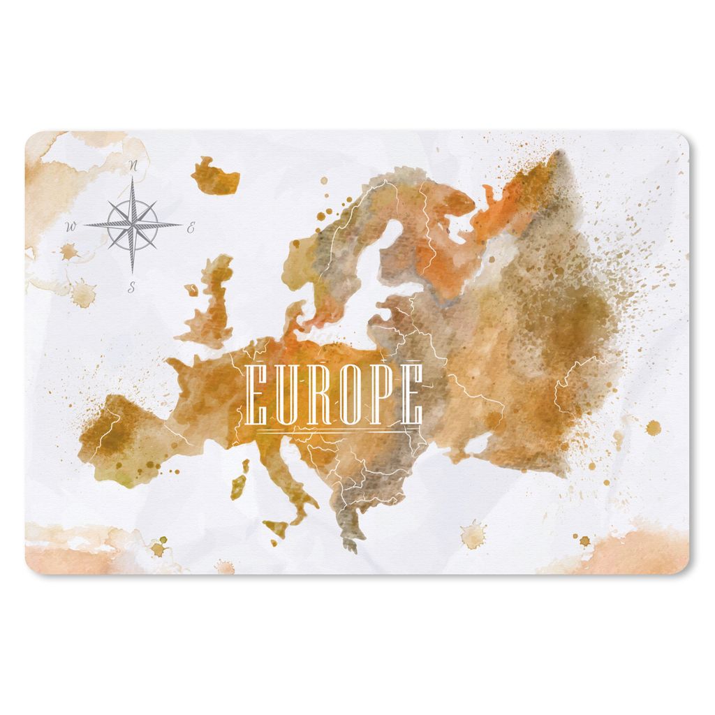 MuchoWow Schreibtischunterlage Europa - Farbe - Weltkarte 60x40 cm - XXL Mauspad - Großes Mauspad