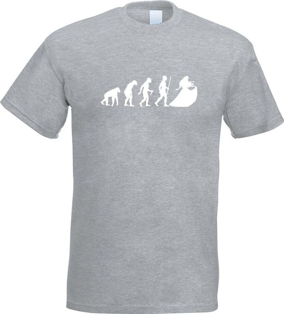 Kiwistar - T-Shirt - Graumeliert - Prinzessin Evolution Motiv Bedruckt Funshirt Design Print - mit Motiv Bedruckt - Funshirt Design - Sport - Freiz...