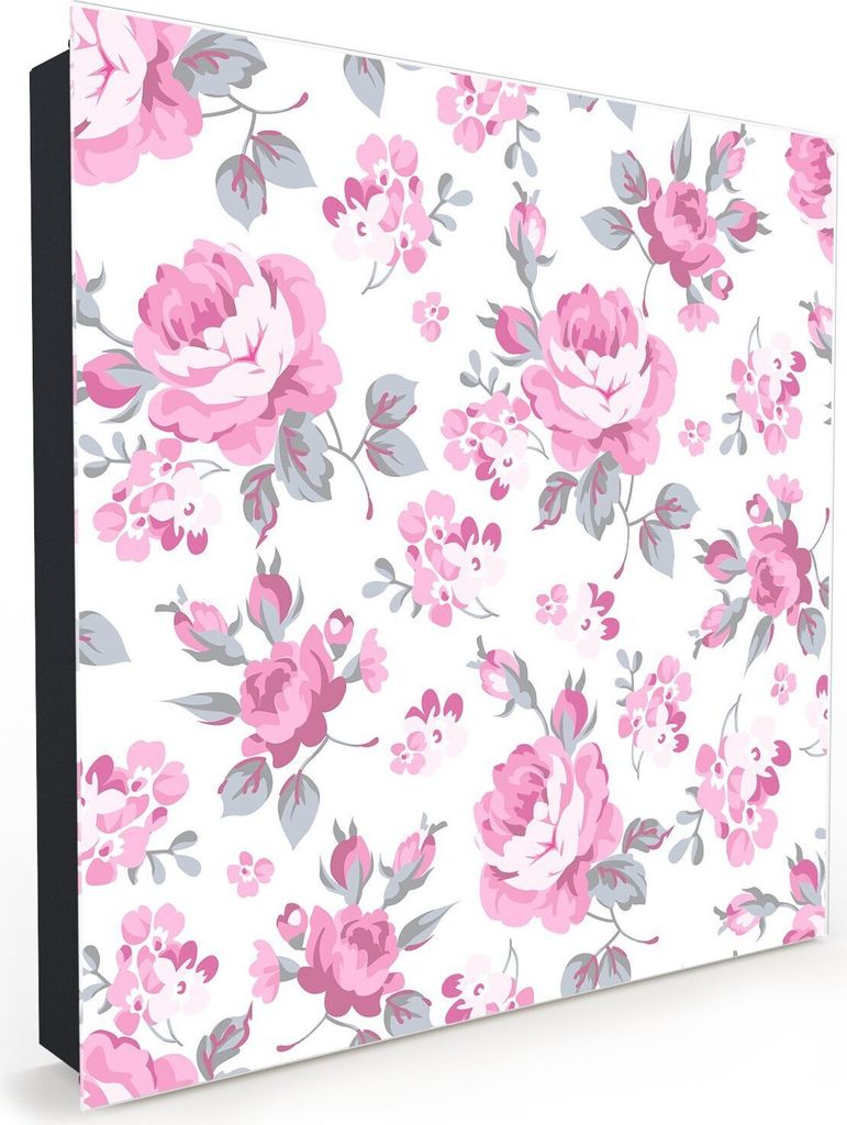 Nachbildung-Schlüsselkasten, Magnetpinnwand und Memoboard mit Glasfront Motiv Blumenmuster