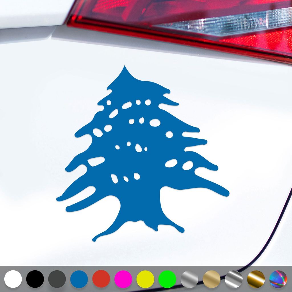 PantherPixel Libanon Aufkleber Wappen Zeder Fahne Baalbek Beirut Sticker Auto Geschenkidee Farbe Blau