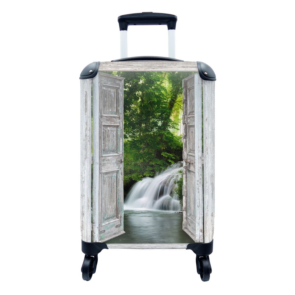 MuchoWow Koffer Handgepäck Trolley Rollkoffer Kleine Reisekoffer mit 4 Rollen - Wasserfall - Aussicht - Landschaft - Cabin Size < 55x40x23 cm & ...